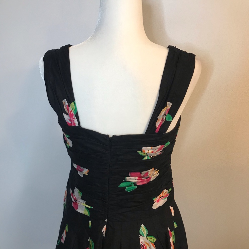 SOLD|Jones New York Floral Fit & Flare Black Dress - Picture 6 of 9